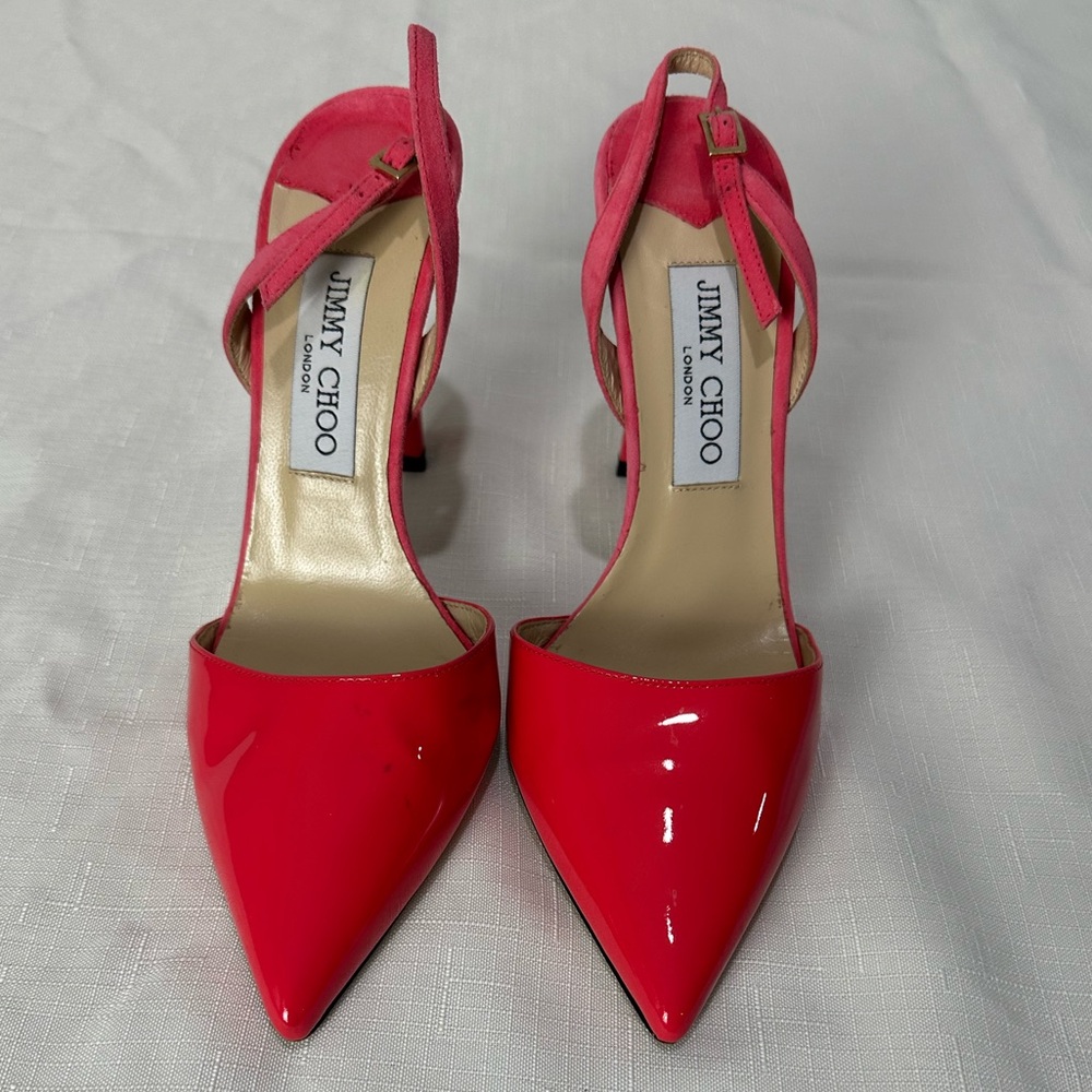 Jimmy Choo Neon Coral Heels Size 37